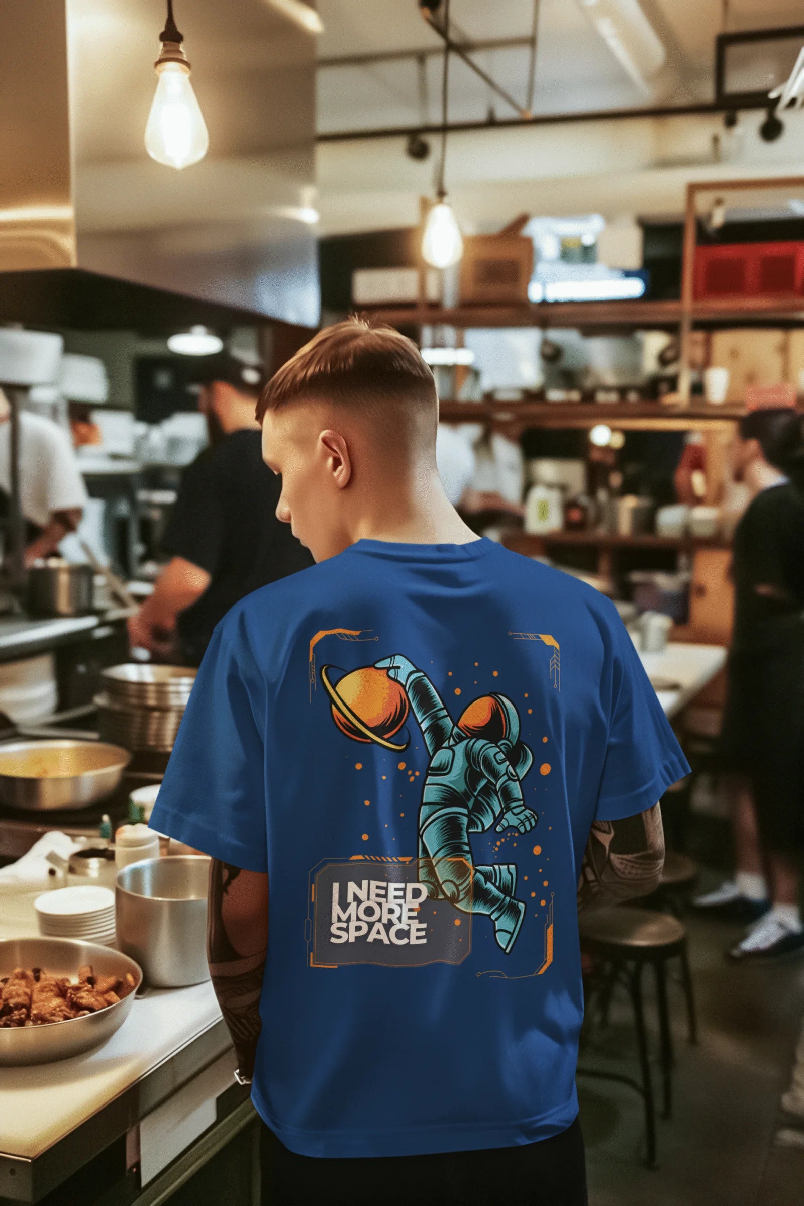 I Need More Space Astronaut Graphic Printed Cotton T-Shirt
