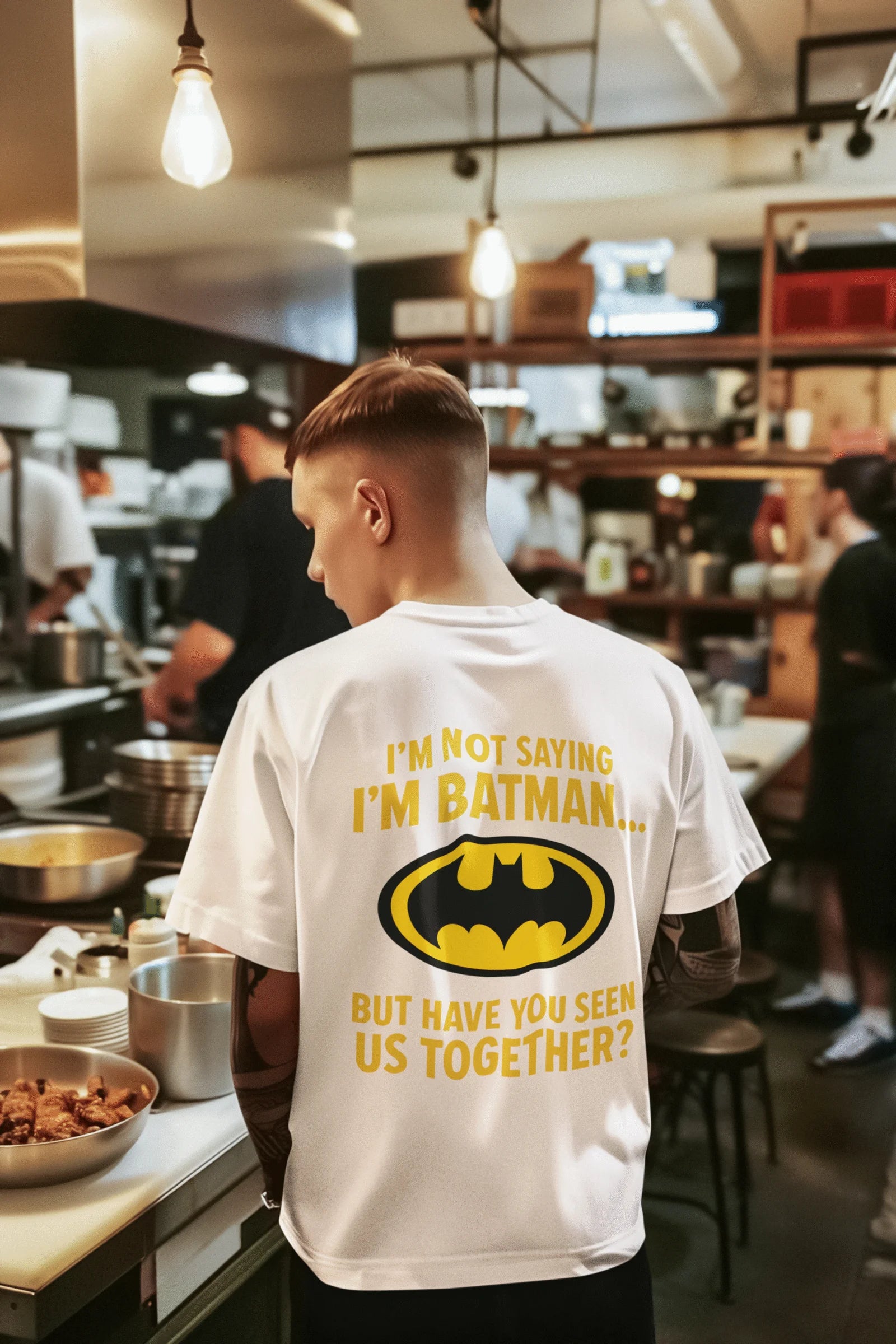 Comic Style Batman Quote Graphic Printed Cotton T-Shirt