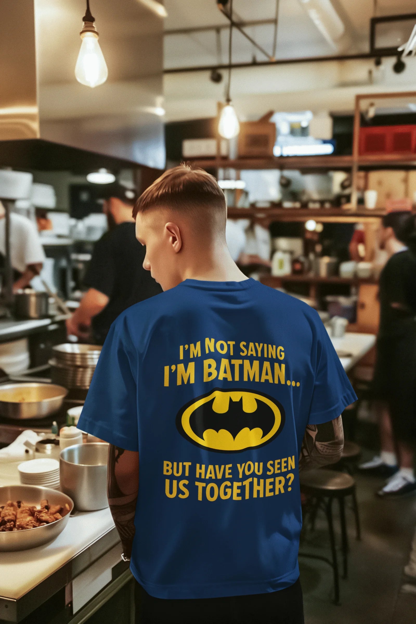 Comic Style Batman Quote Graphic Printed Cotton T-Shirt