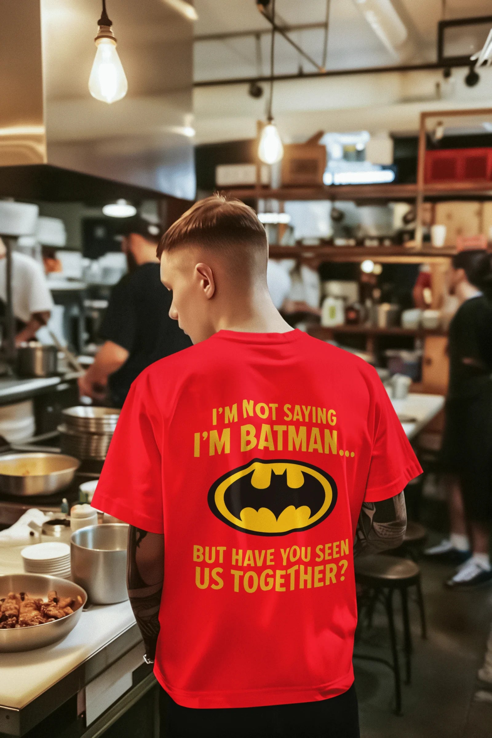 Comic Style Batman Quote Graphic Printed Cotton T-Shirt