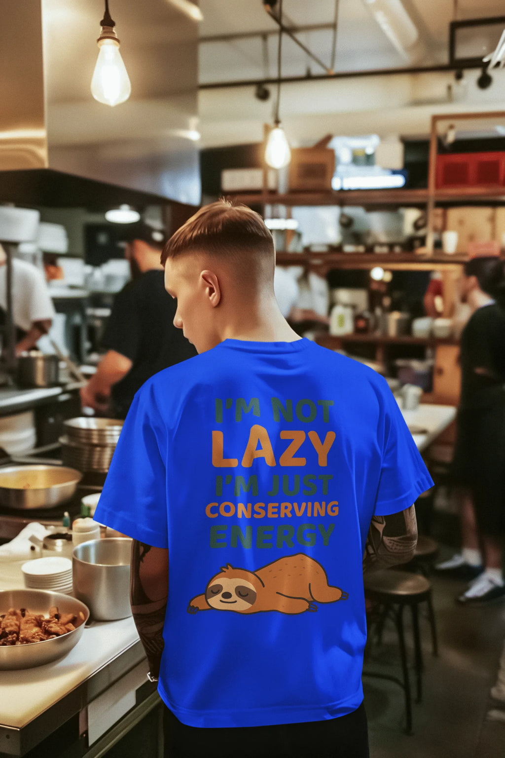 I’m Not Lazy, Just Conserving Energy Sloth Graphic Printed Cotton T-Shirt