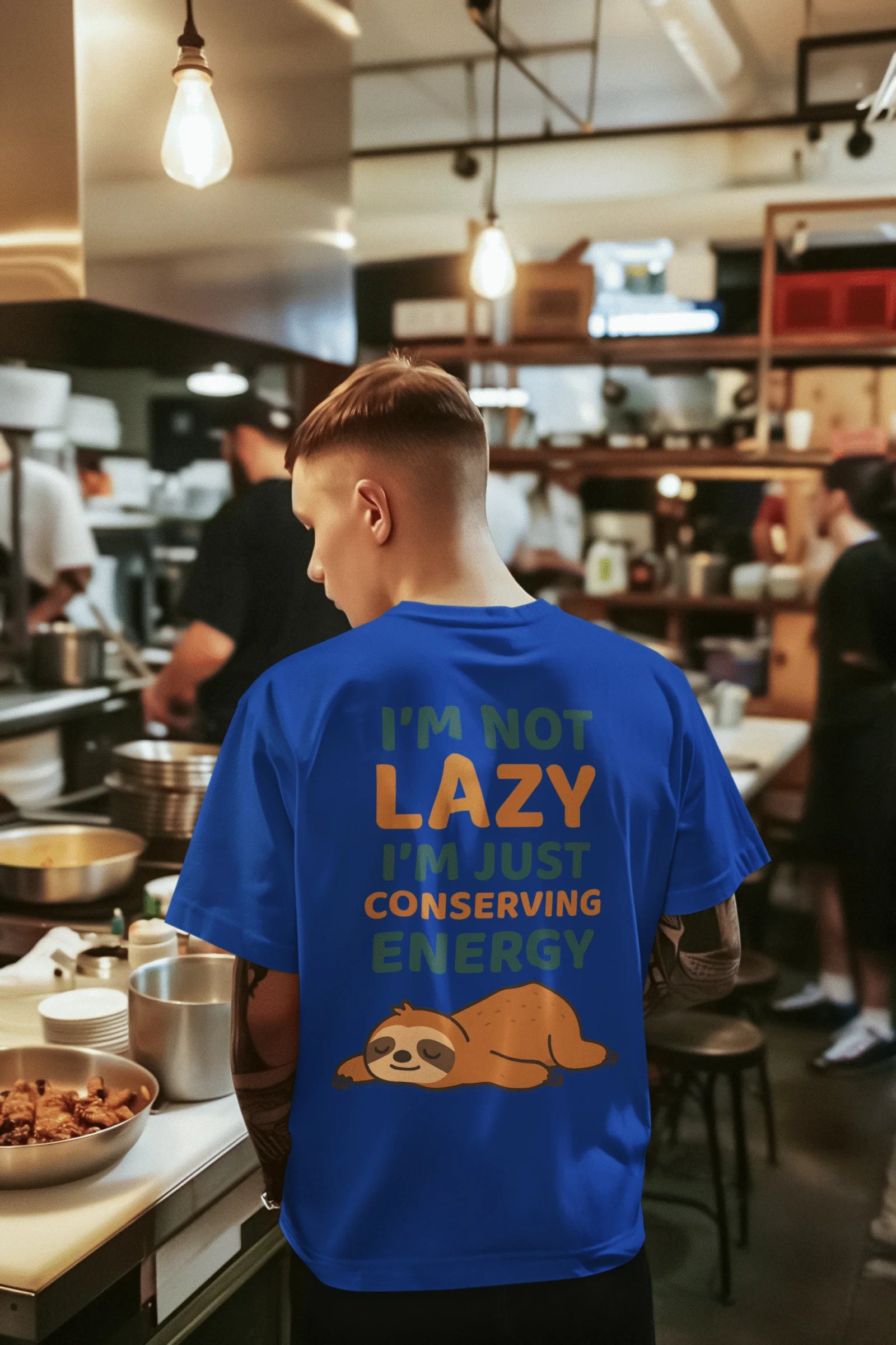 I’m Not Lazy, Just Conserving Energy Sloth Graphic Printed Cotton T-Shirt