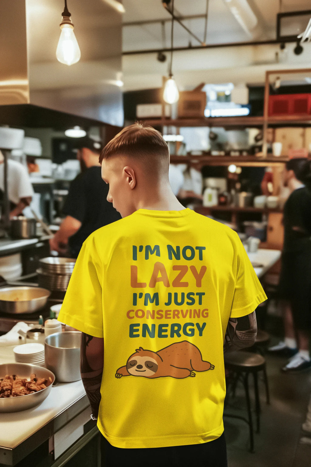 I’m Not Lazy, Just Conserving Energy Sloth Graphic Printed Cotton T-Shirt