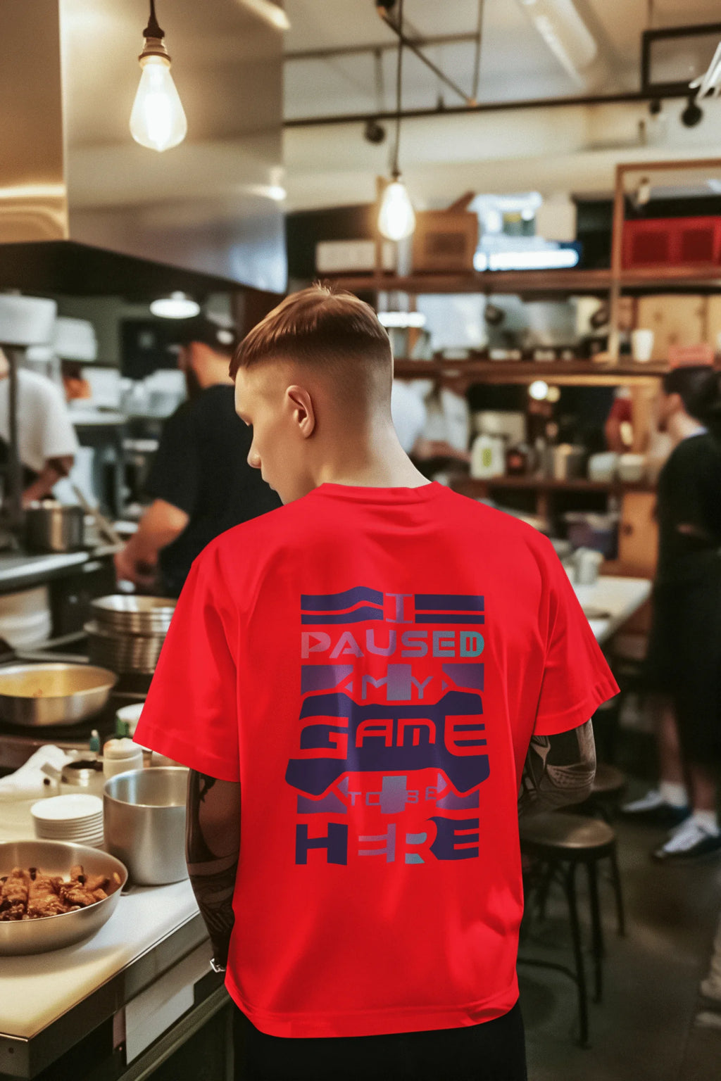 I Paused My Game To Be Here Graphic Printed Cotton T-Shirt