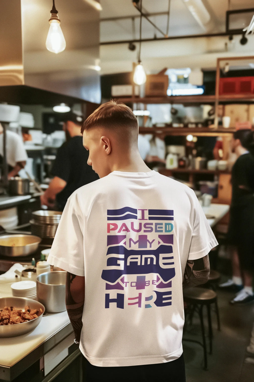 I Paused My Game To Be Here Graphic Printed Cotton T-Shirt