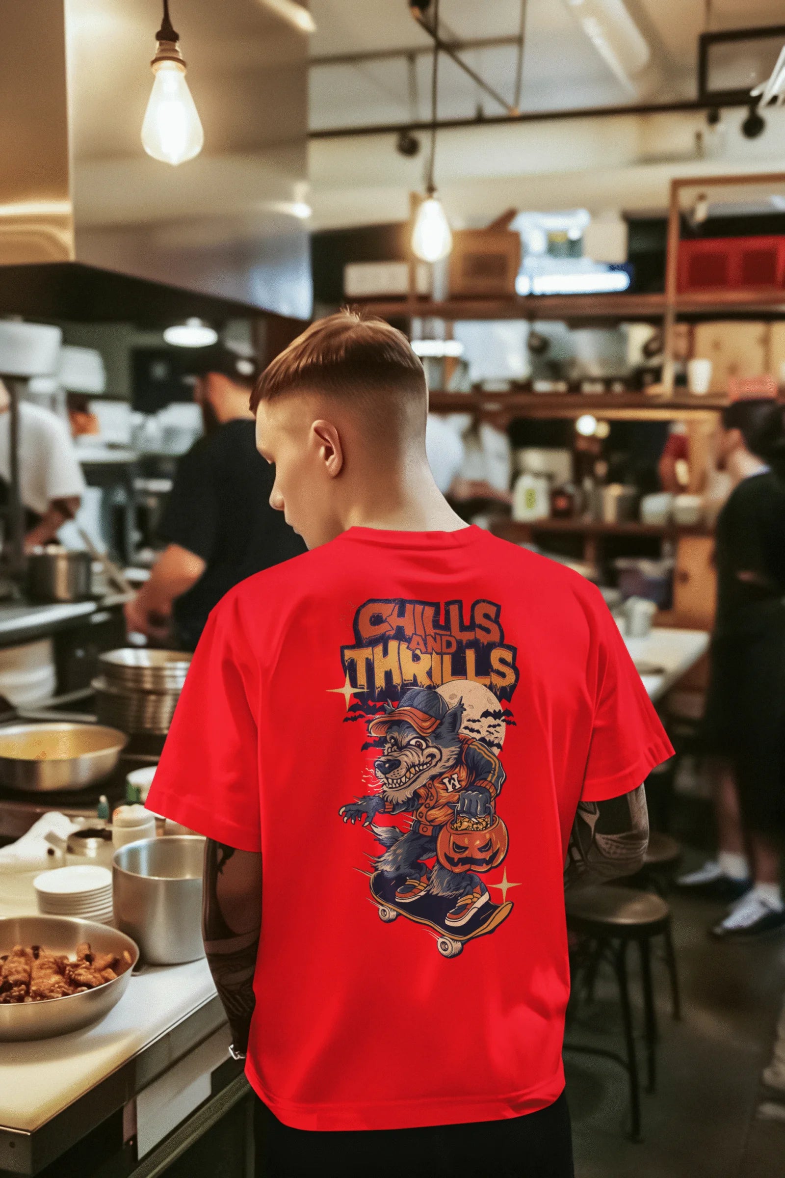 Chills and Thrills Halloween Skate Graphic Printed Cotton T-Shirt
