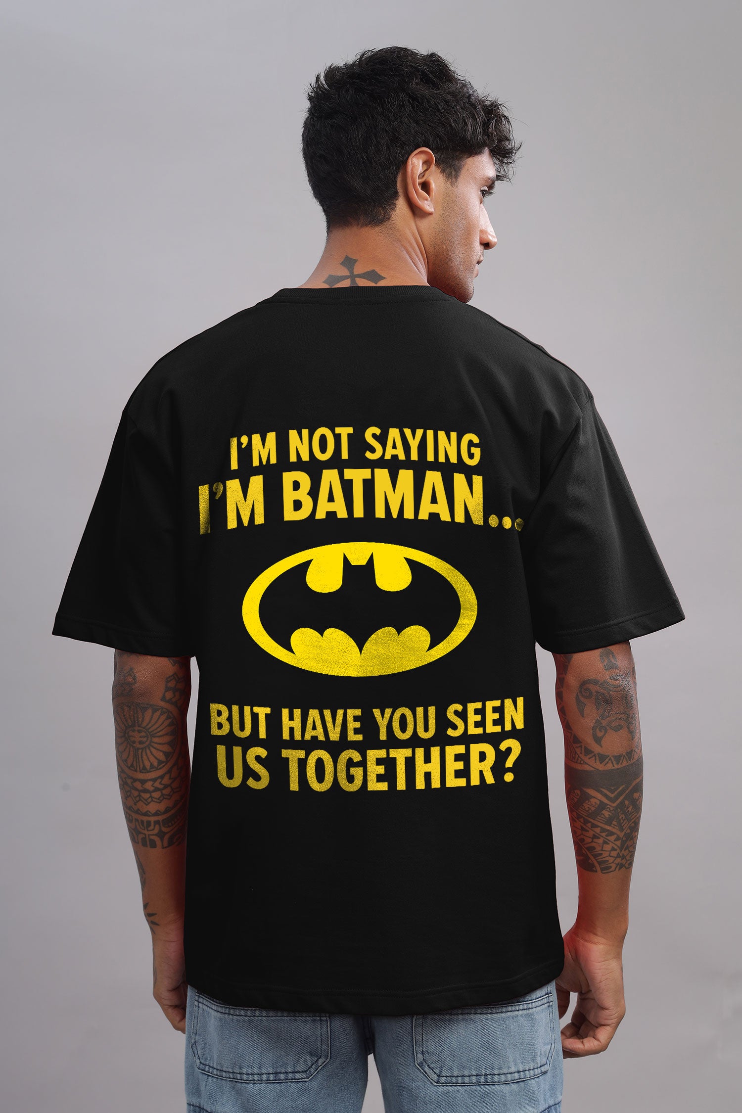 Comic Style Batman Quote Graphic Printed Cotton T-Shirt