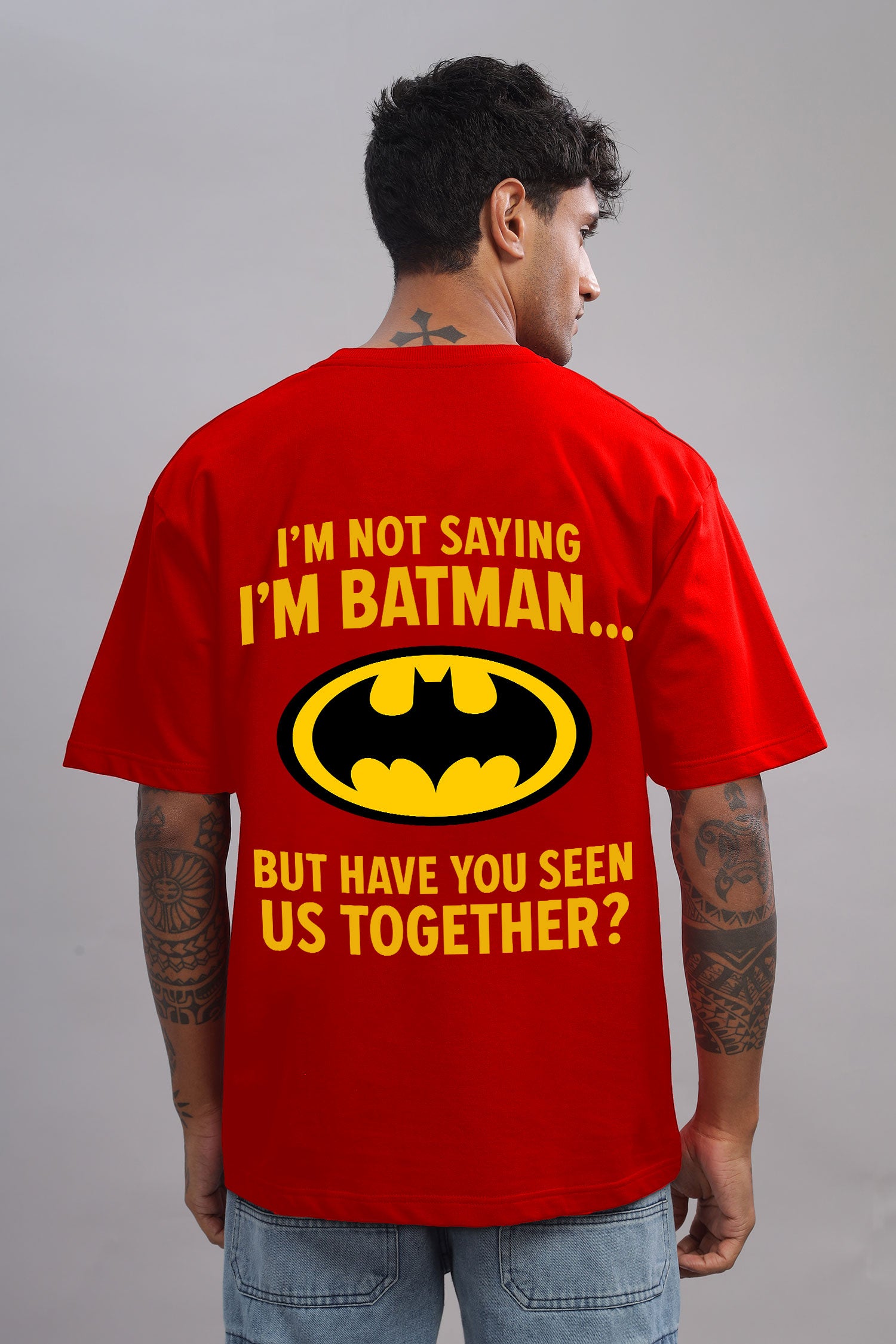 Comic Style Batman Quote Graphic Printed Cotton T-Shirt
