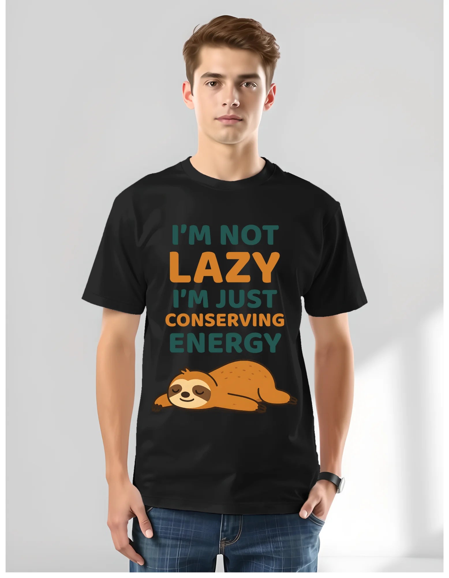 Relax Mode On – I Am Not Lazy Printed Pure Cotton T-shirt