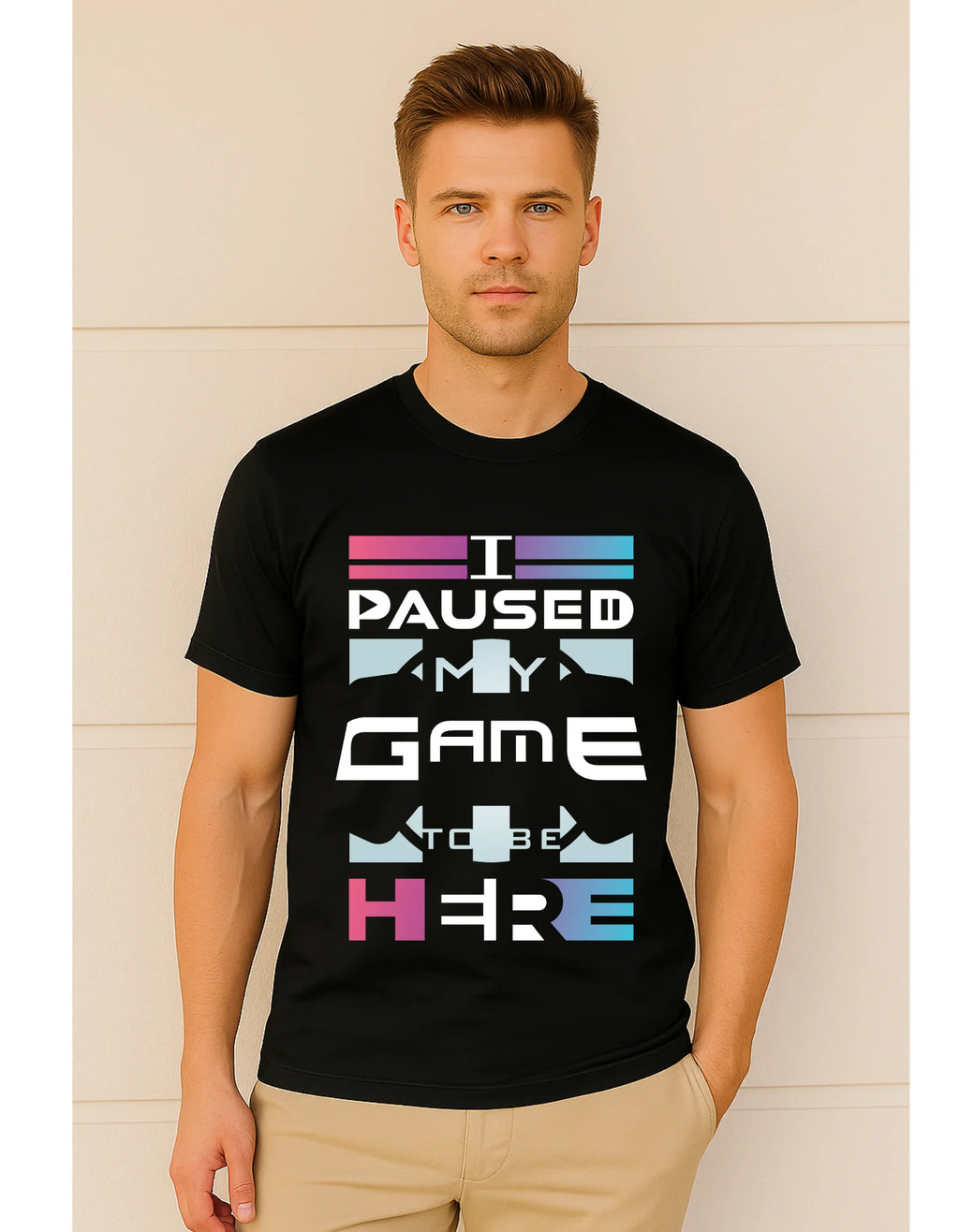 Game On” Graphic Printed Pure Cotton T-Shirt for Gamers