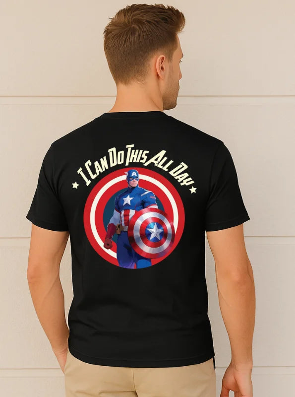 Captain America “I Can Do This All Day” Printed Cotton T-Shirt