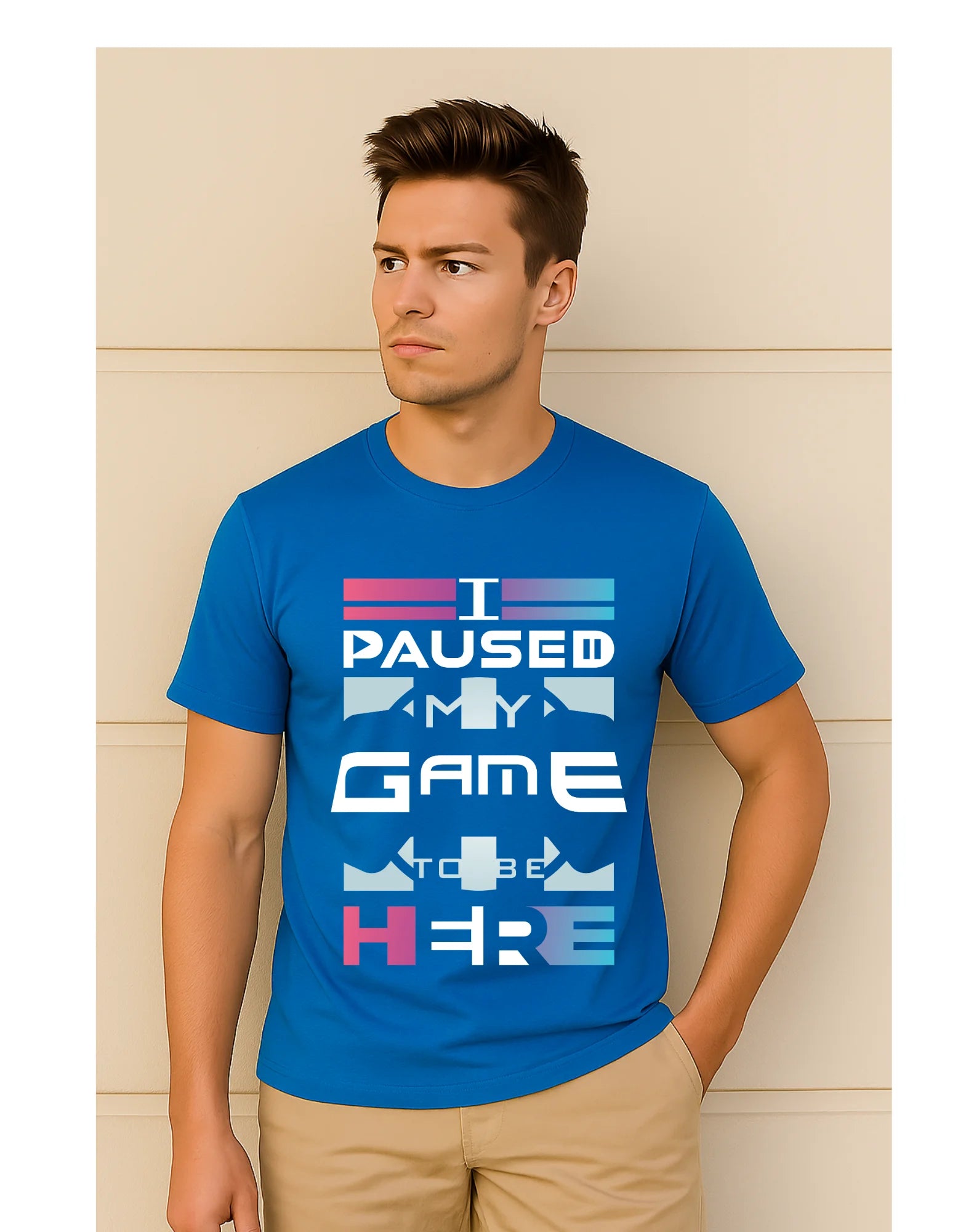 Game On” Graphic Printed Pure Cotton T-Shirt for Gamers