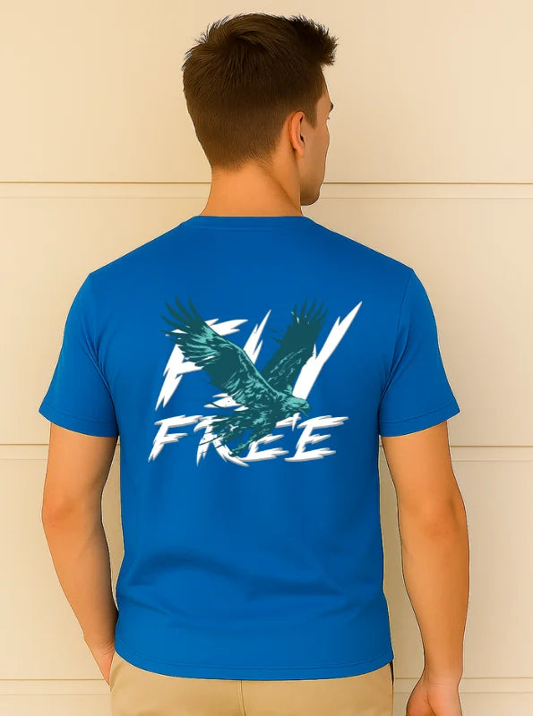 Fly Free Eagle Graphic Printed Pure Cotton T-Shirt