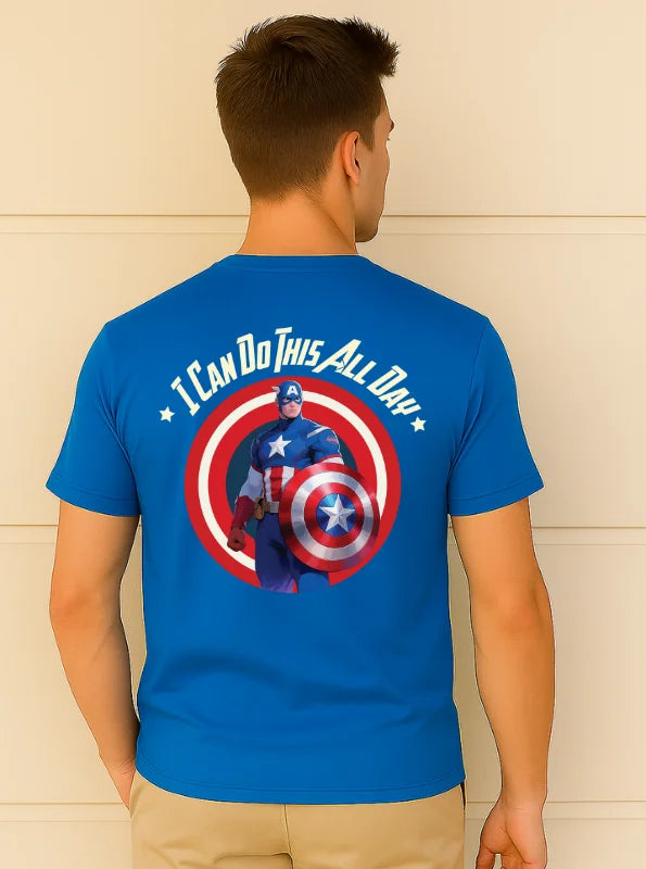 Captain America “I Can Do This All Day” Printed Cotton T-Shirt