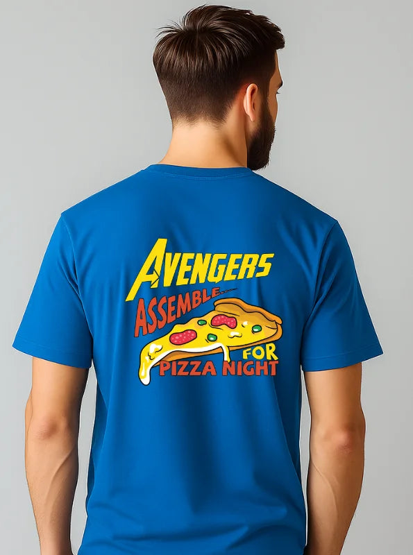 Pizza Night with the Avengers Printed Pure Cotton T-Shirt
