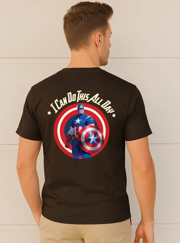 Captain America “I Can Do This All Day” Printed Cotton T-Shirt