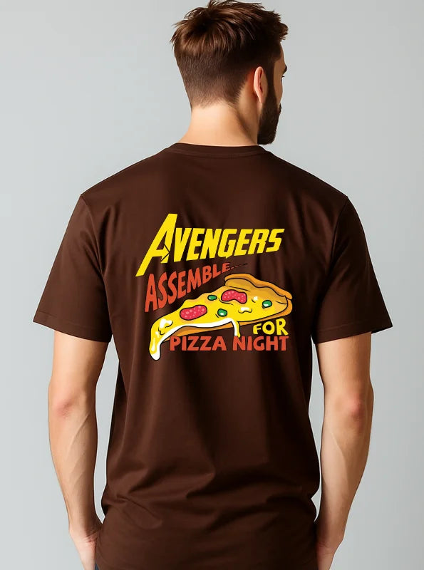 Pizza Night with the Avengers Printed Pure Cotton T-Shirt