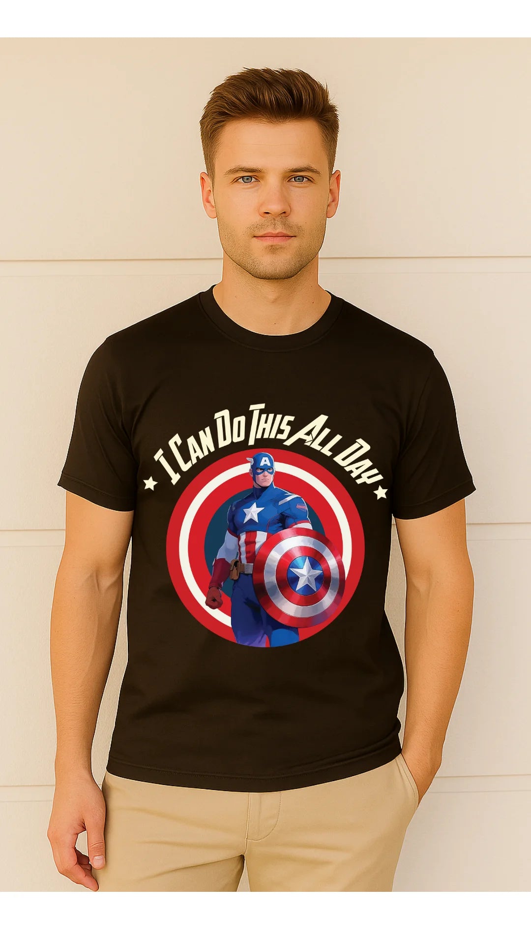 Avengers Captain America Printed Pure Cotton T-Shirt