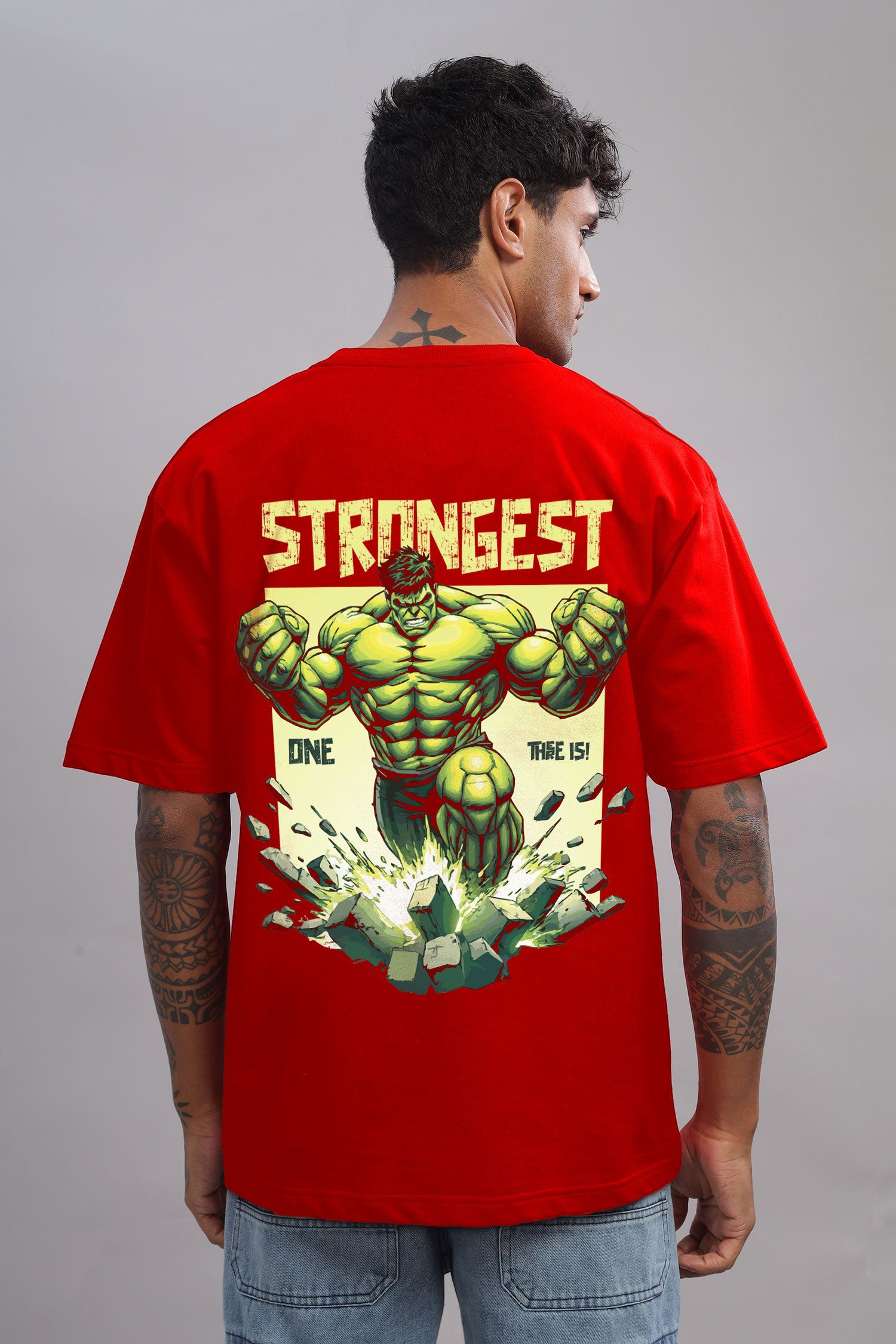 Strongest Smash Superhero Graphic Printed Cotton T-Shirt