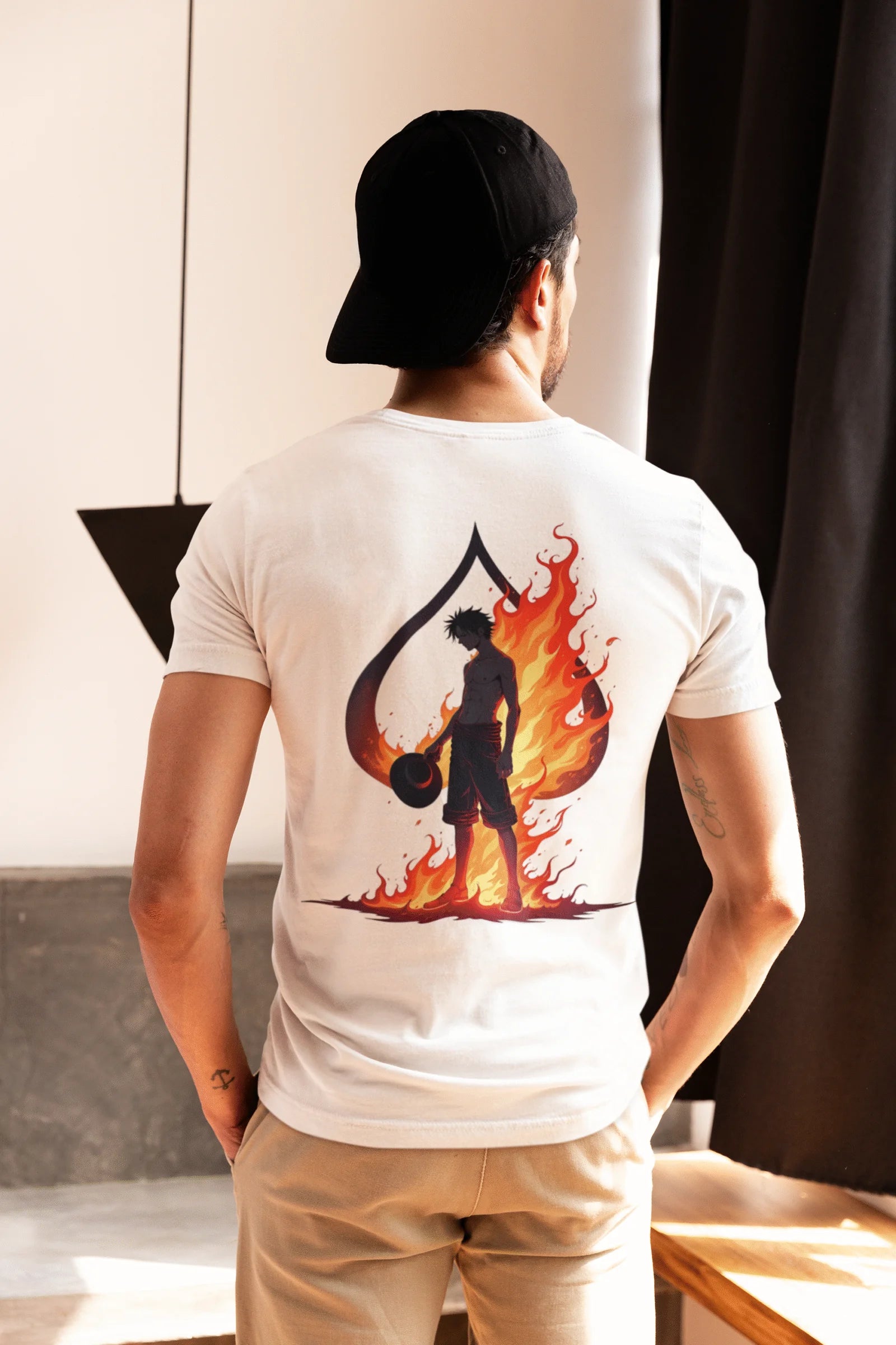 Ace of Flames Anime Graphic Printed Pure Cotton T-Shirt