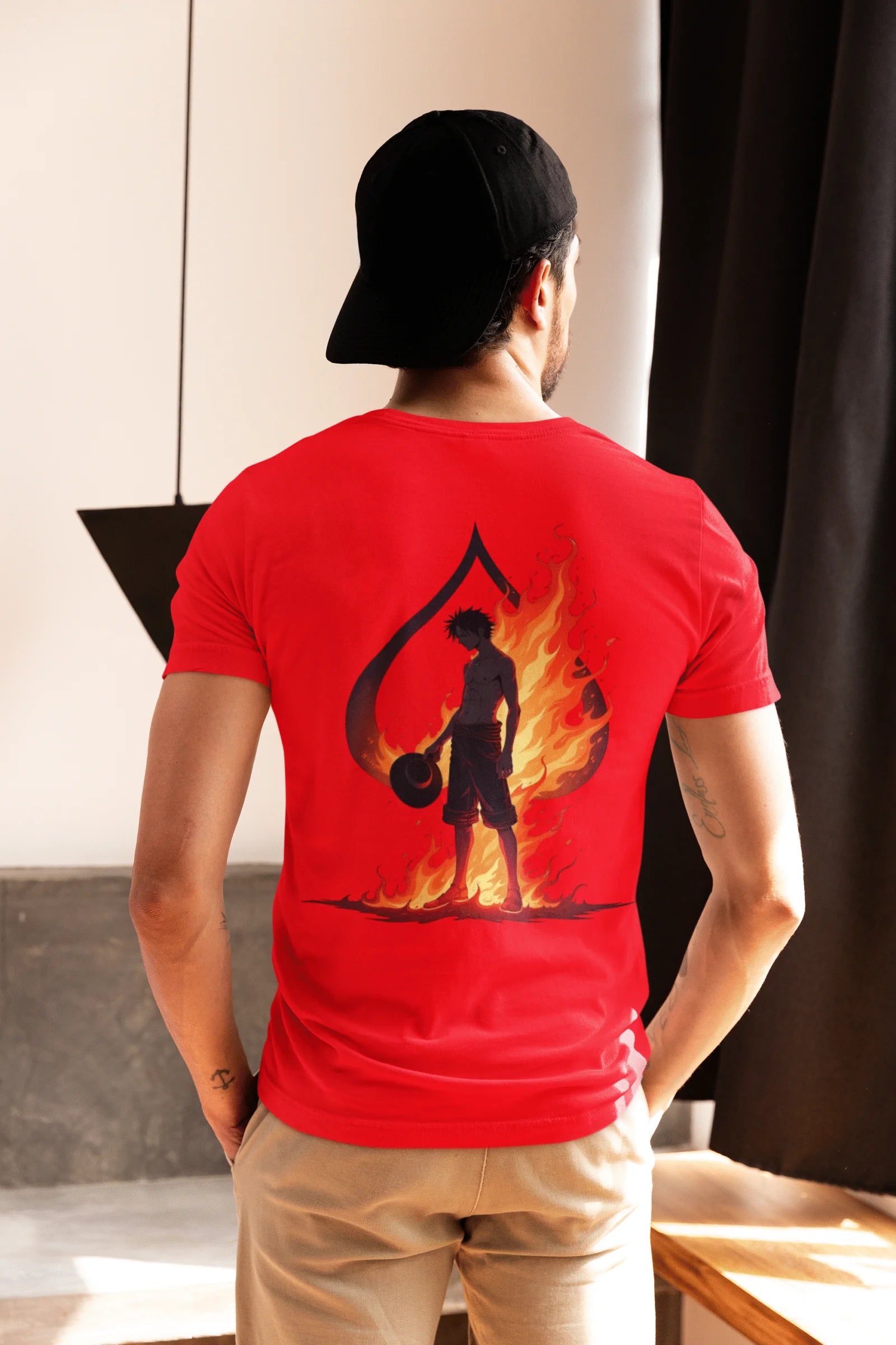 Ace of Flames Anime Graphic Printed Pure Cotton T-Shirt