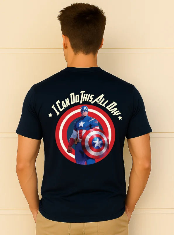 Captain America “I Can Do This All Day” Printed Cotton T-Shirt