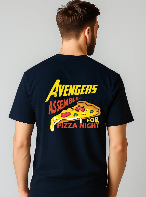 Pizza Night with the Avengers Printed Pure Cotton T-Shirt
