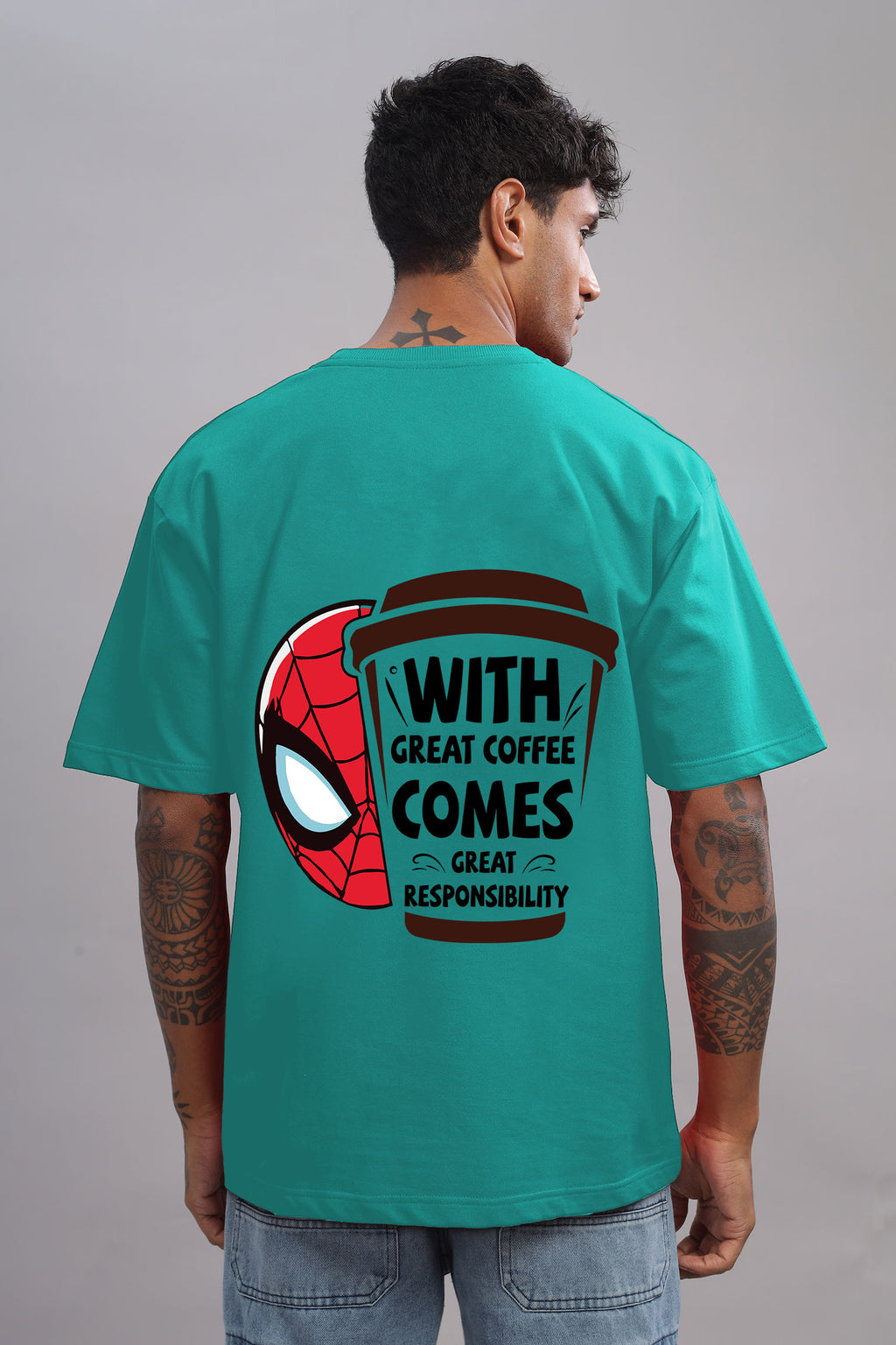 Spider Coffee Graphic Printed Pure Cotton T-Shirt