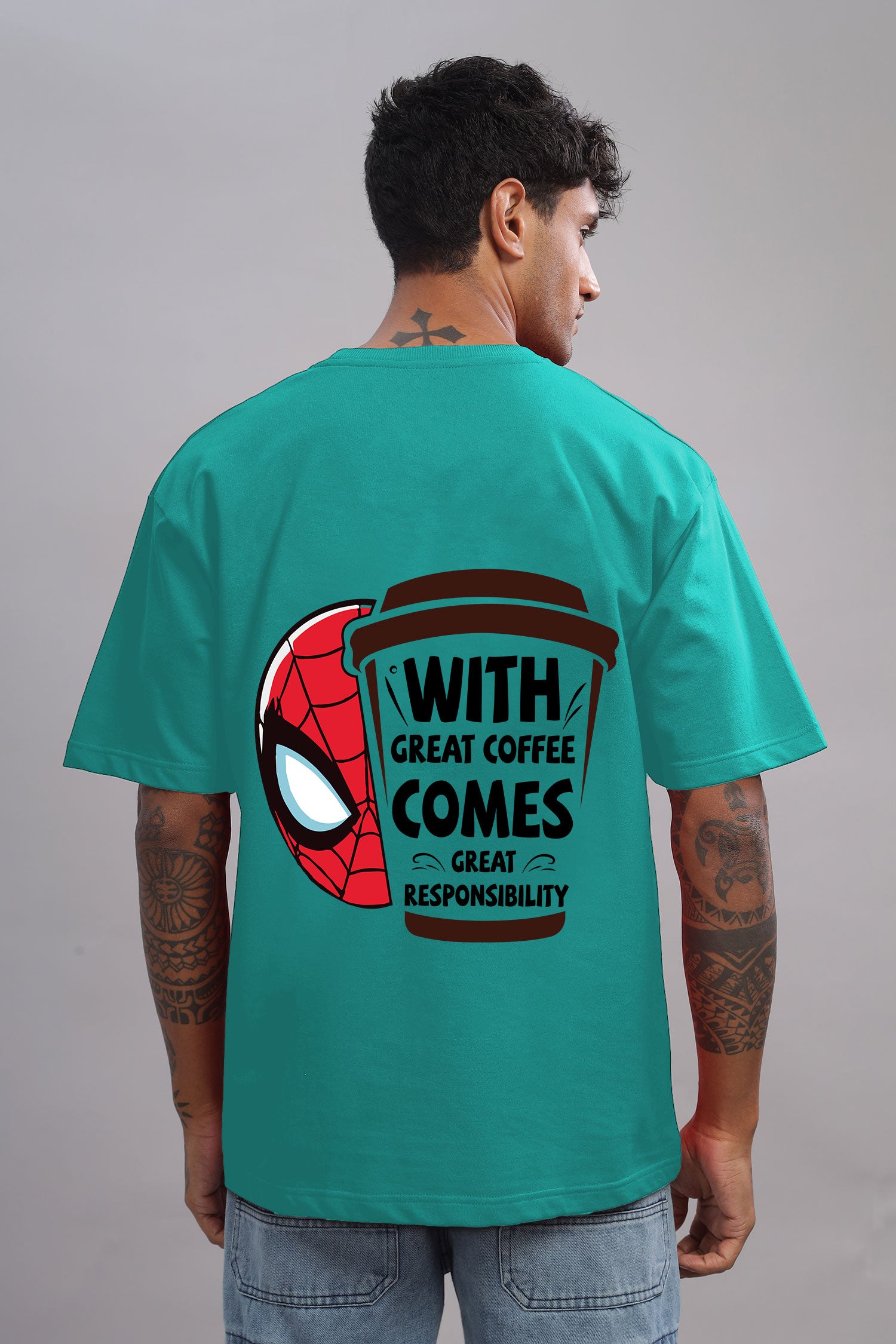 Spider Coffee Graphic Printed Pure Cotton T-Shirt