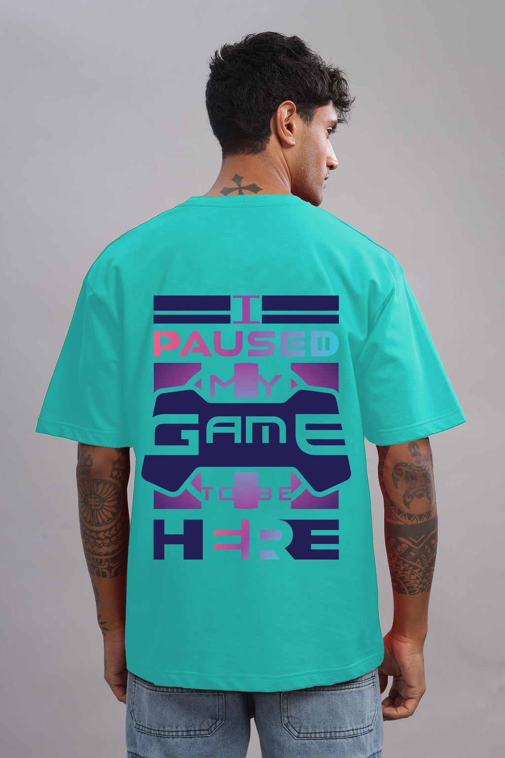 I Paused My Game To Be Here Graphic Printed Cotton T-Shirt