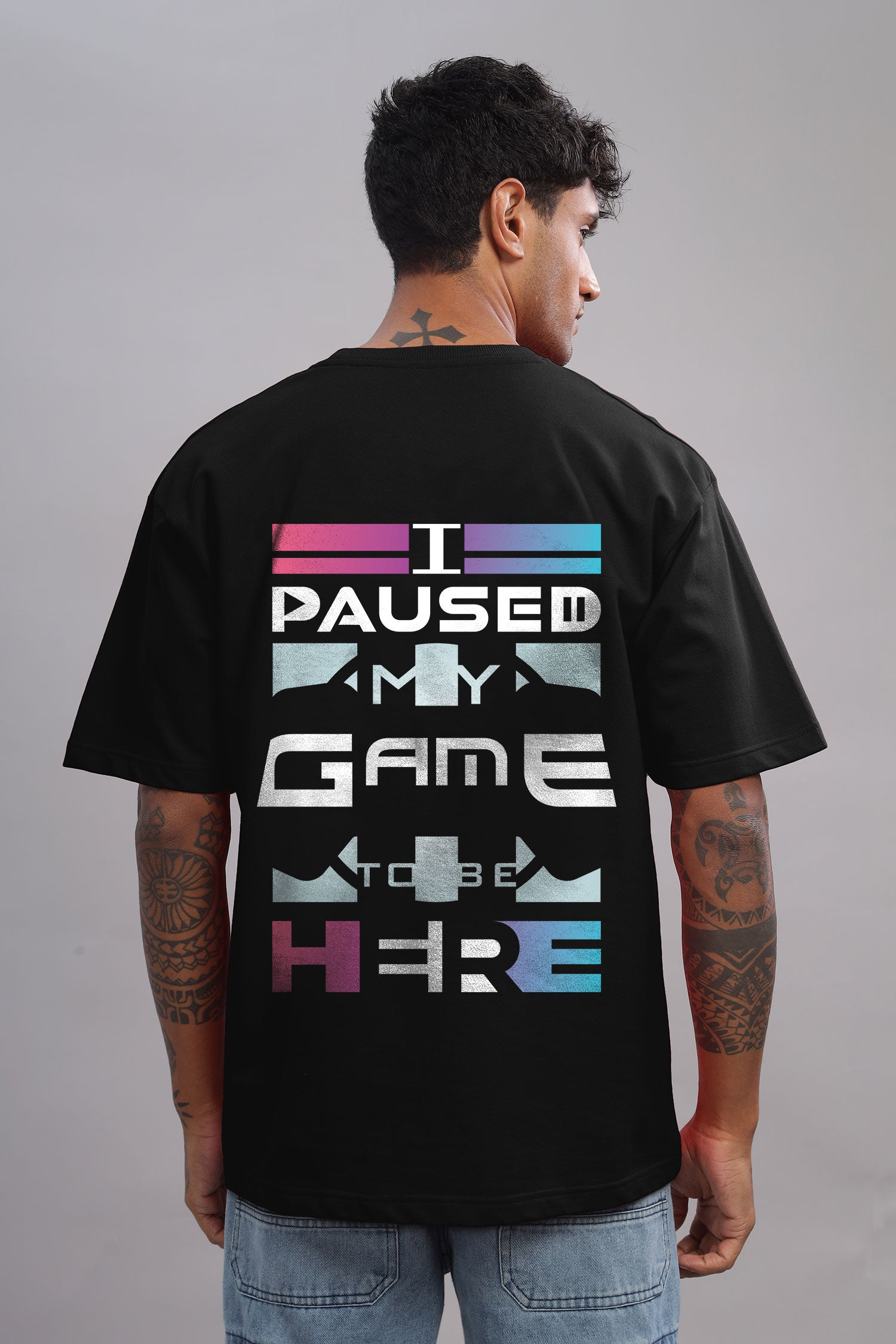 I Paused My Game To Be Here Graphic Printed Cotton T-Shirt