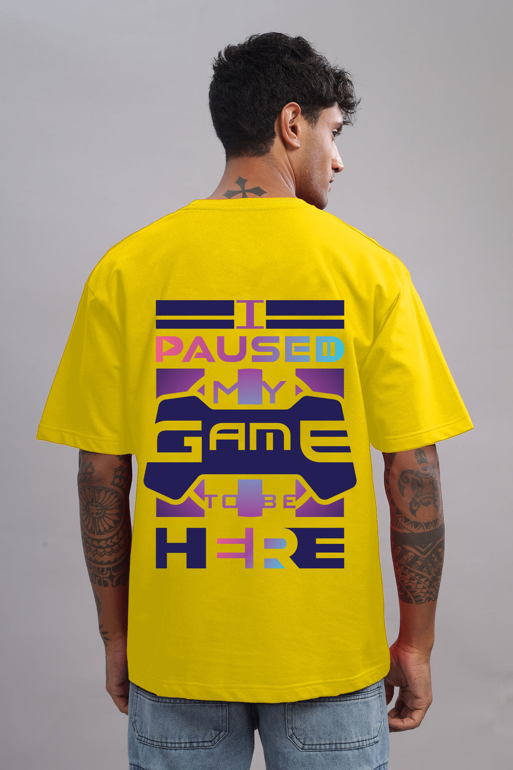 I Paused My Game To Be Here Graphic Printed Cotton T-Shirt