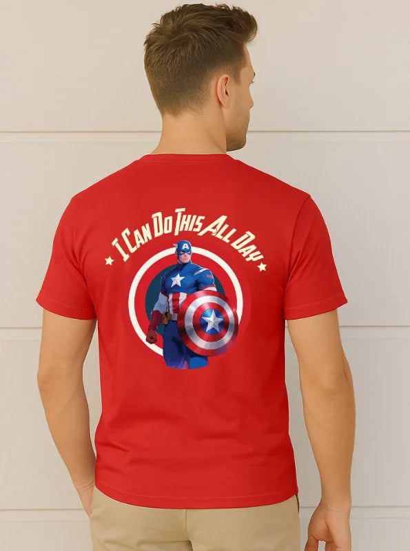 Captain America “I Can Do This All Day” Printed Cotton T-Shirt