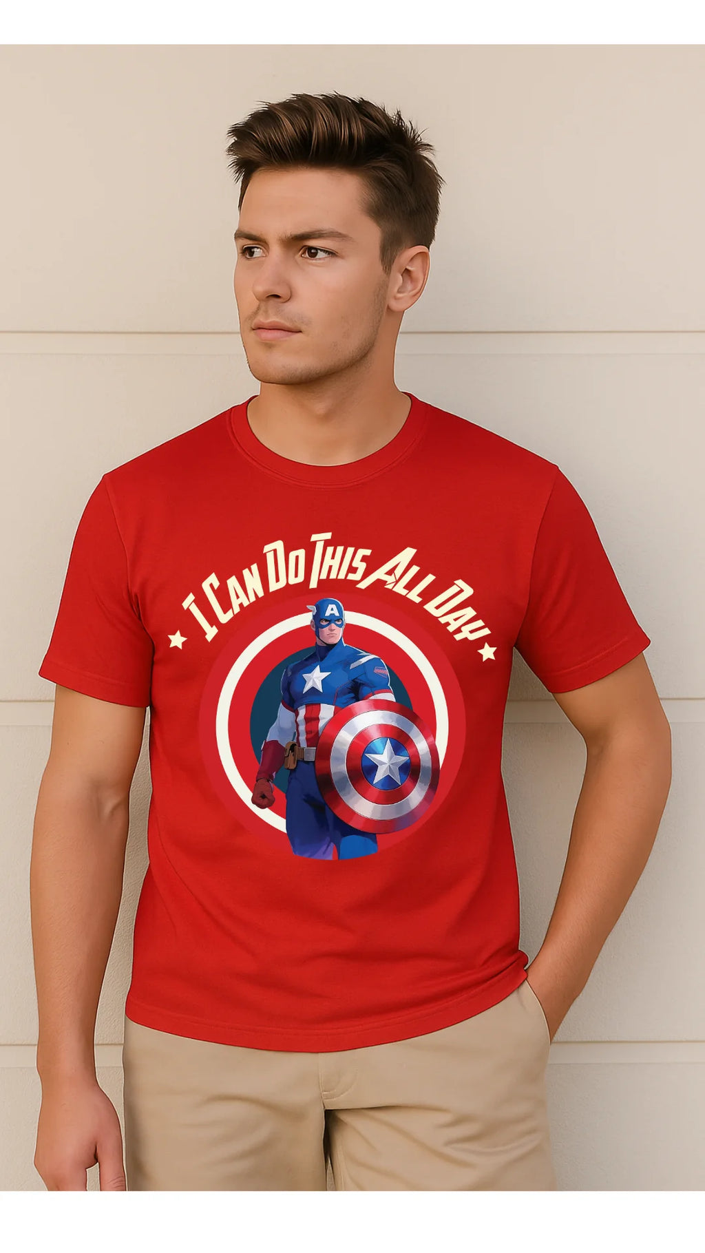 Avengers Captain America Printed Pure Cotton T-Shirt