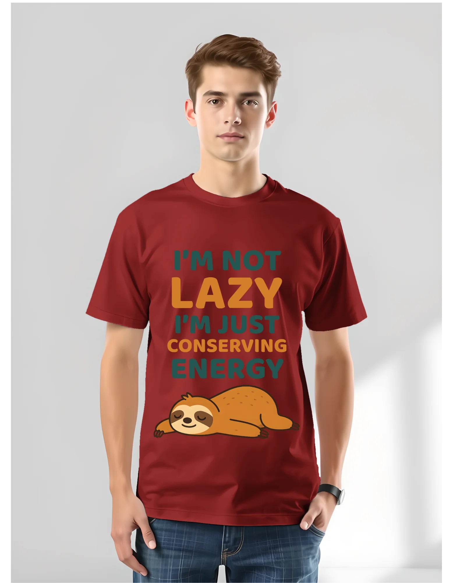 Relax Mode On – I Am Not Lazy Printed Pure Cotton T-shirt