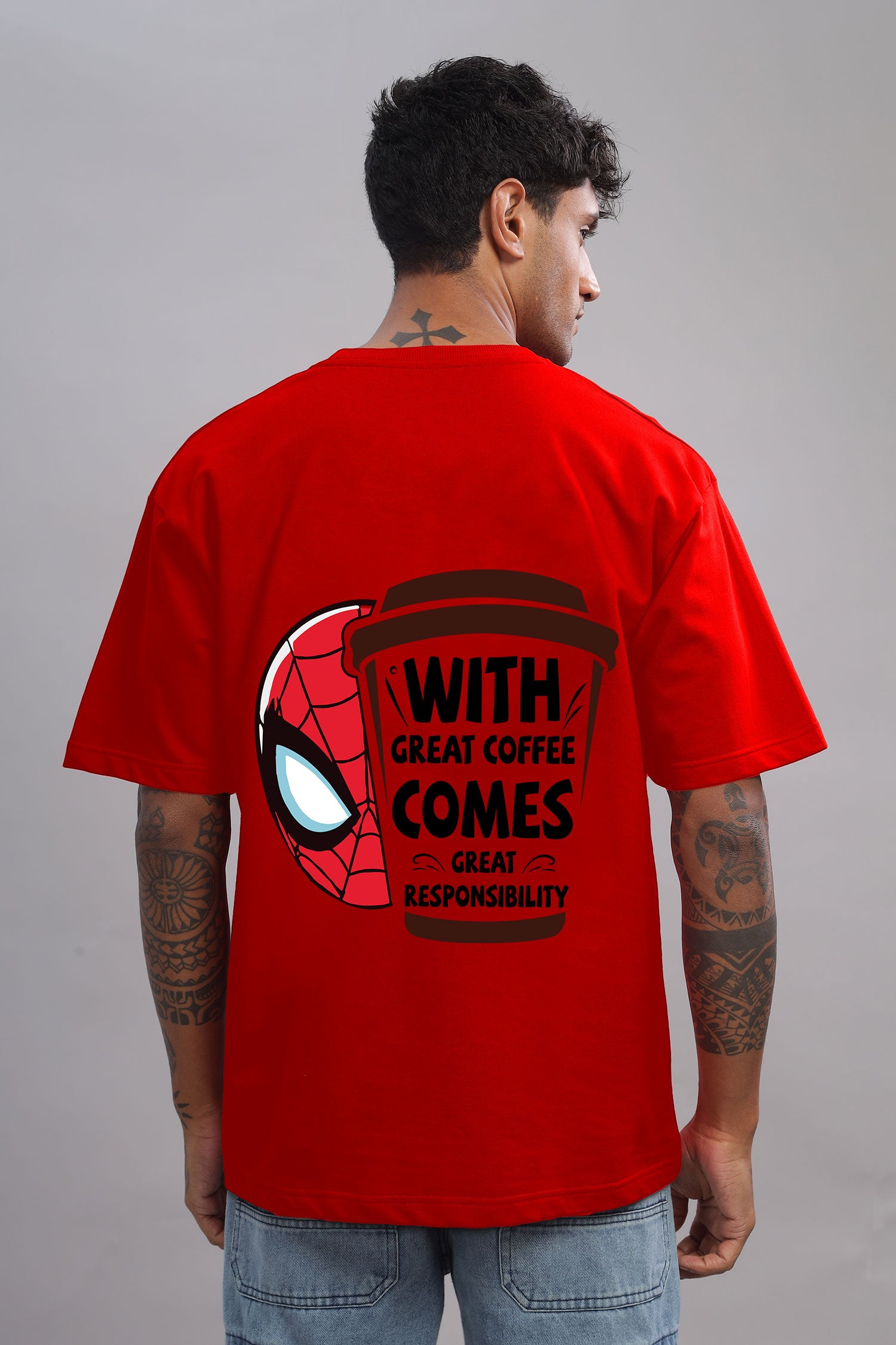 Spider Coffee Graphic Printed Pure Cotton T-Shirt