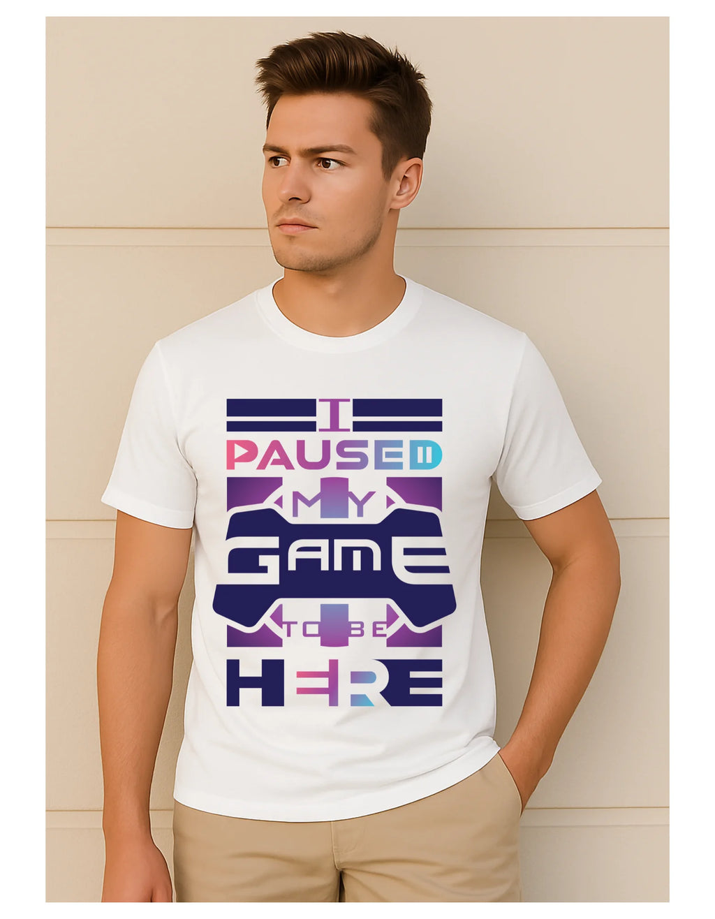 Game On” Graphic Printed Pure Cotton T-Shirt for Gamers