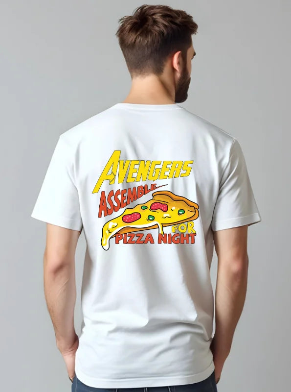 Pizza Night with the Avengers Printed Pure Cotton T-Shirt