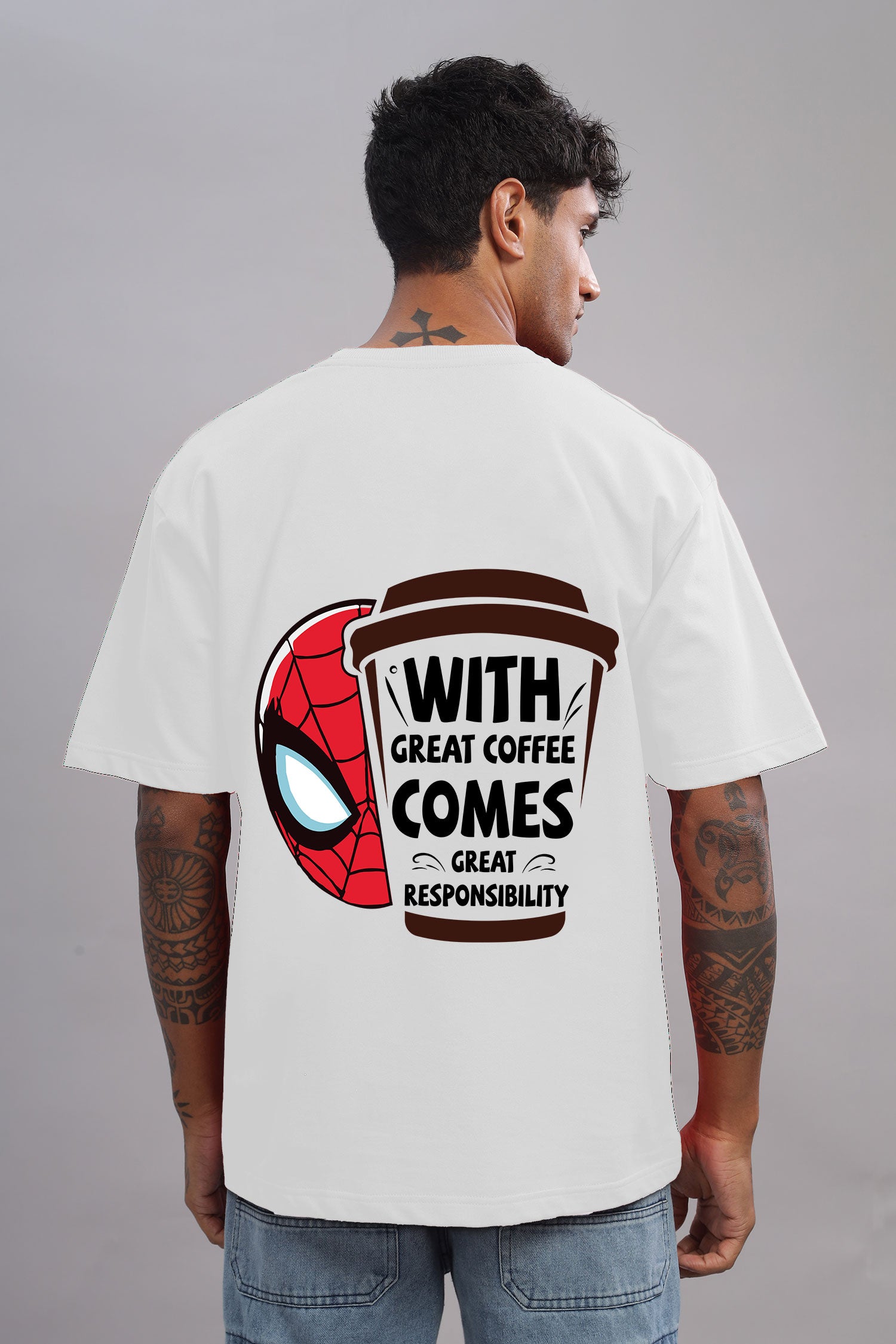 Spider Coffee Graphic Printed Pure Cotton T-Shirt