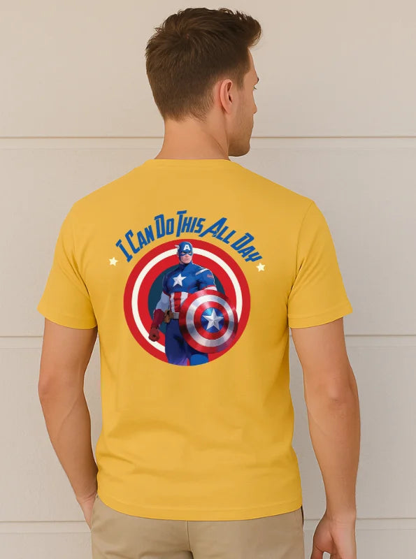 Captain America “I Can Do This All Day” Printed Cotton T-Shirt