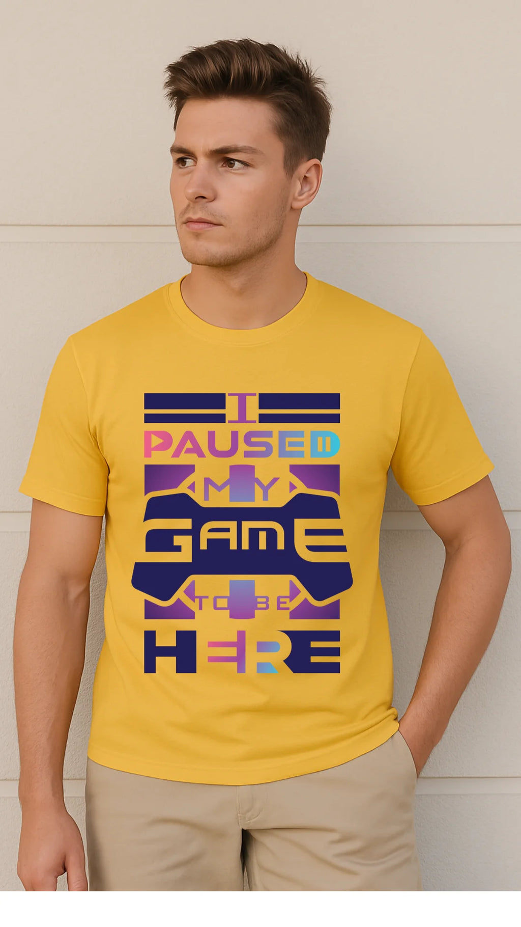 Game On” Graphic Printed Pure Cotton T-Shirt for Gamers